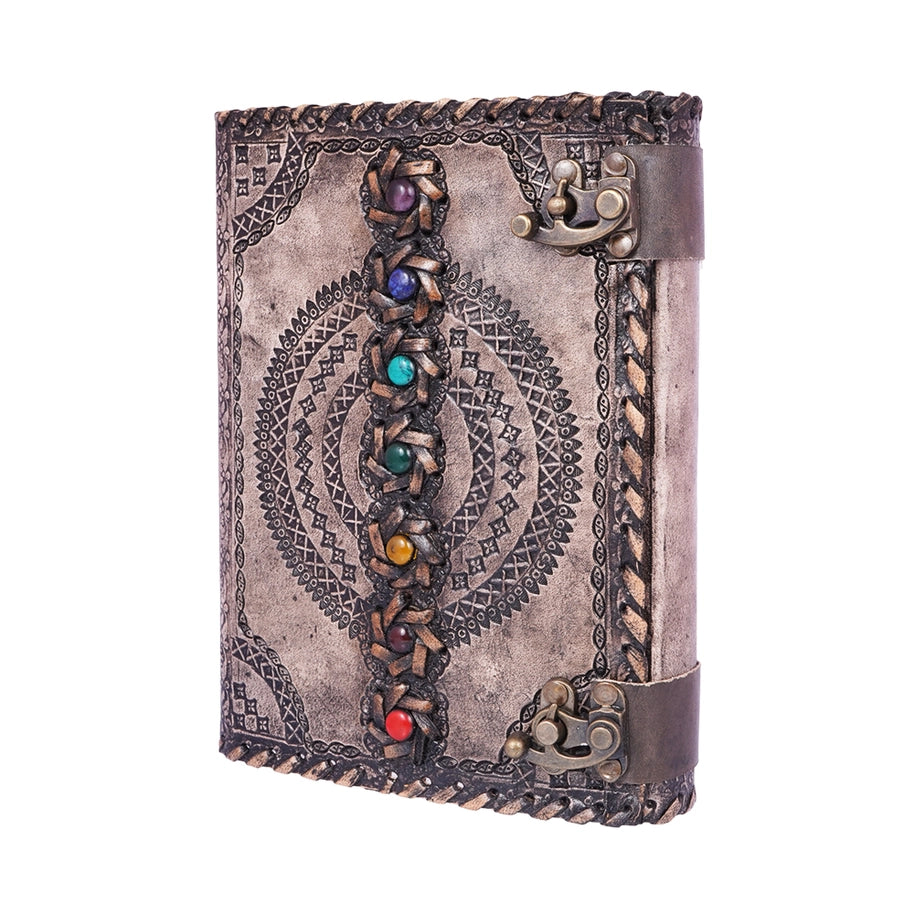 Antique Embossed Chakra Stones Leather Journal