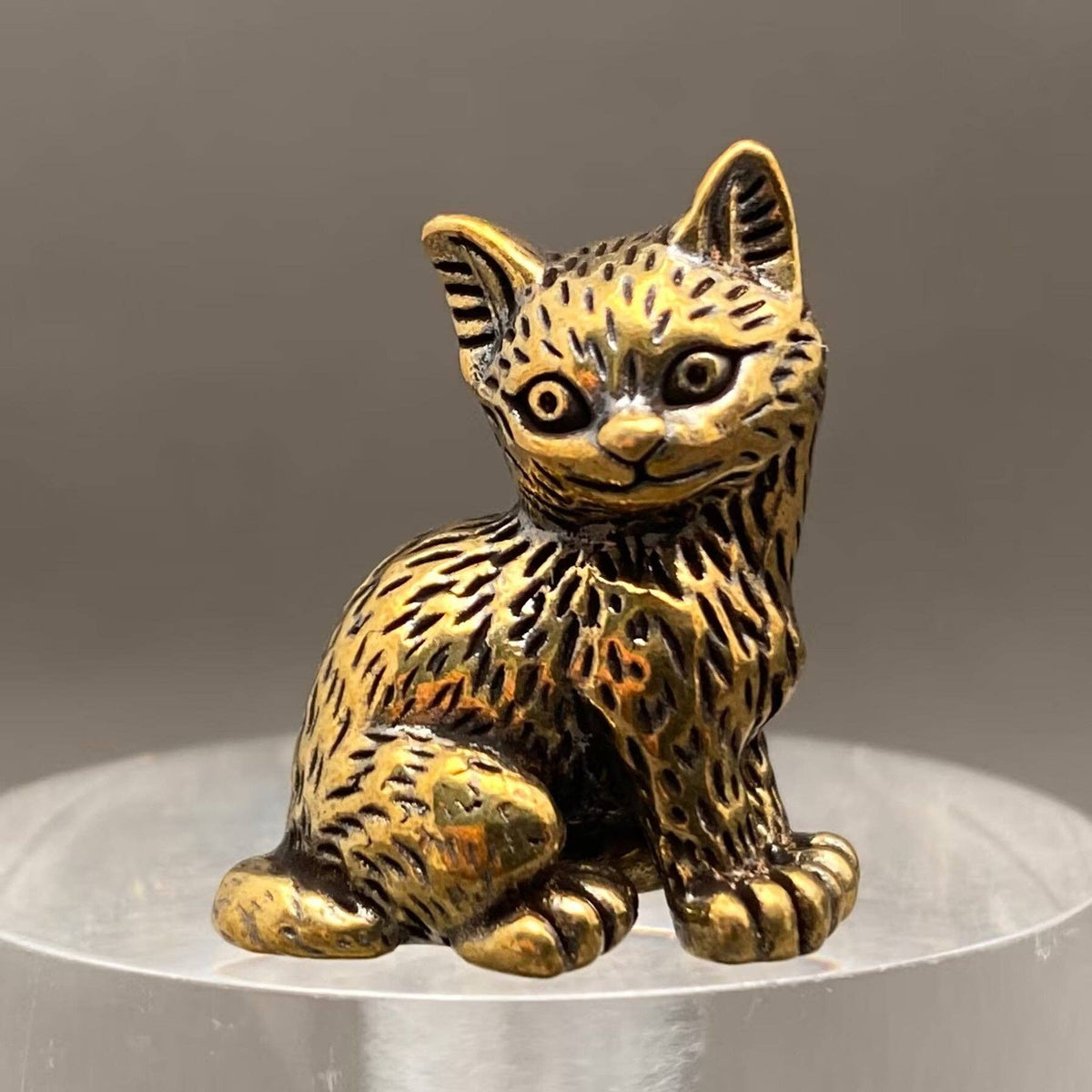 Brass Standing Kitten Crafts Decoration Desktop Ornaments