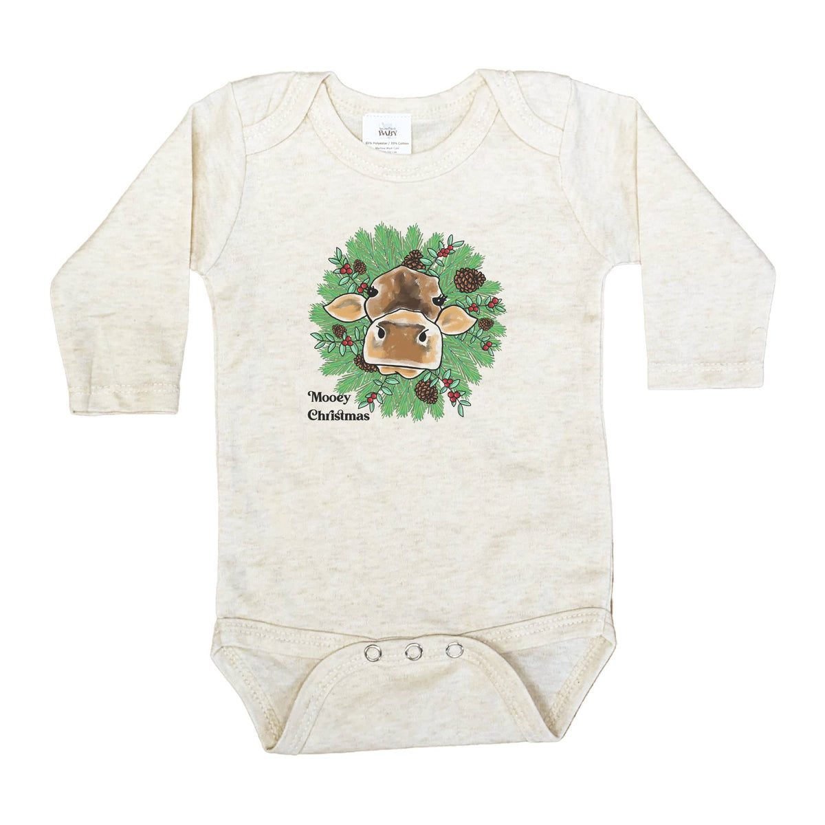 Mooey Christmas Cow Country Christmas Baby Bodysuit