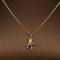 Creative Rhinestone Gesture Charm 18K Gold-plated Necklace