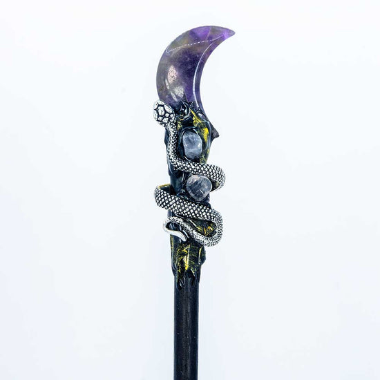 Amethyst Moon & Snake Magic Wand w/ Gift Box