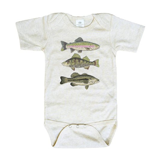 Three Fish Summer Baby Bodysuit Outdoor Clothes Fishing Kid