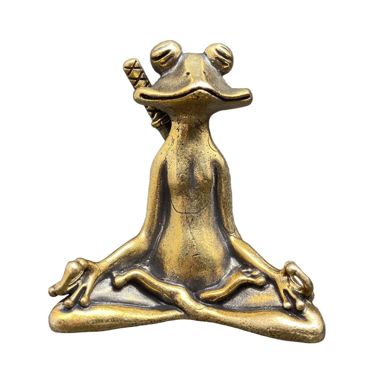 Kungfu Frog in Meditation Brass Desktop Ornament