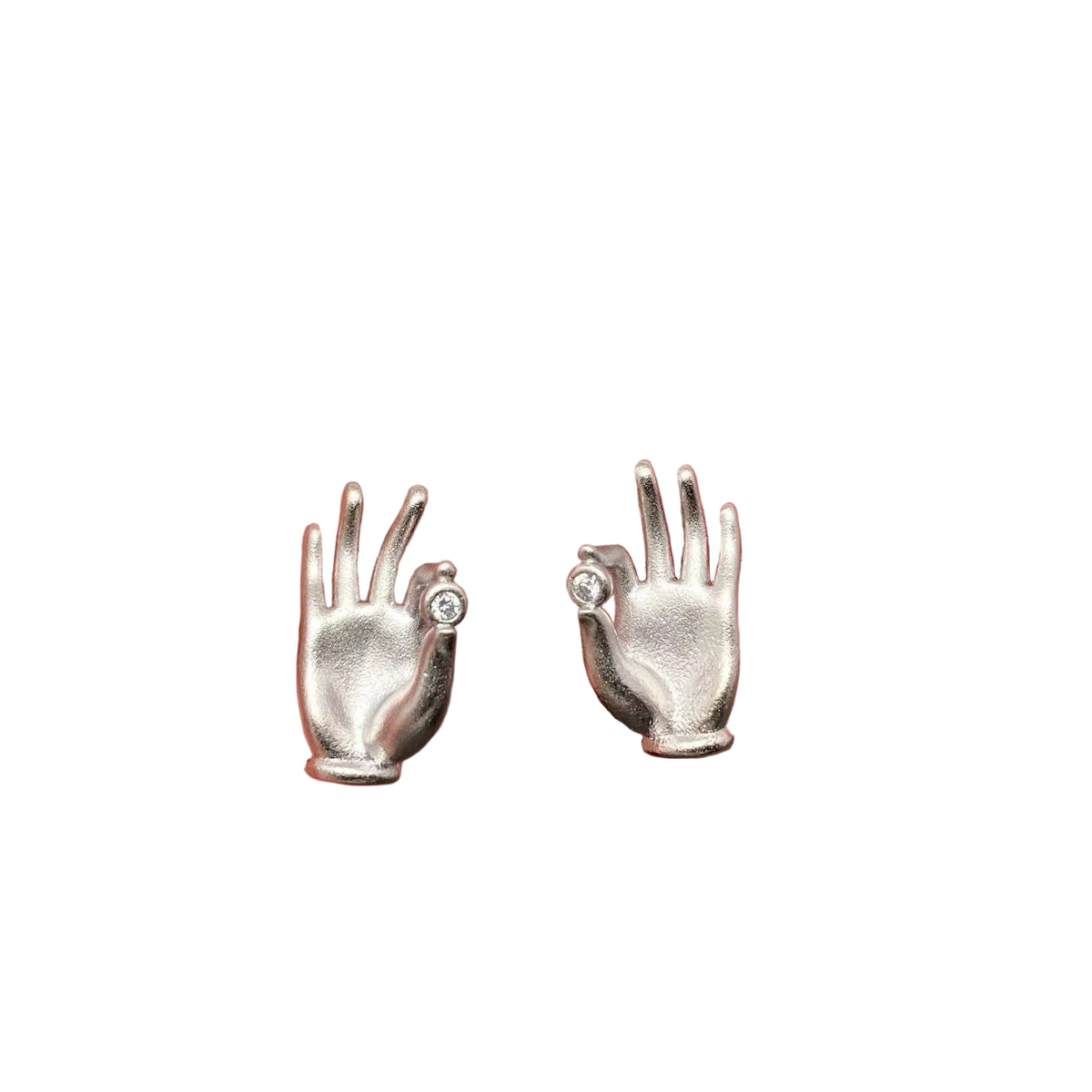 Buddhism Hand CZ Stud Earrings