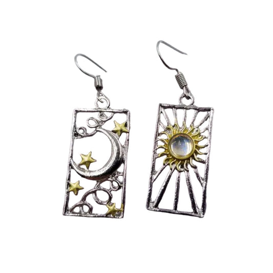 Tarot Card Moon and Sun Earrings