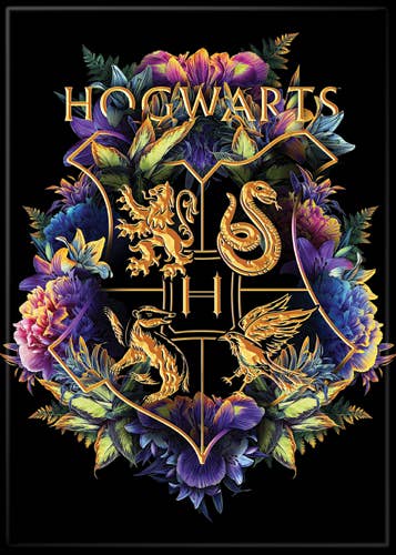 Harry Potter Hogwart's Crest on Black Magnet
