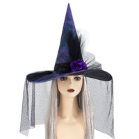 Purple Halloween Hat Mesh Witch Hat