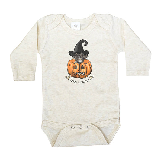"Hocus Pocus" Funny Chicken Country Halloween Baby Bodysuit
