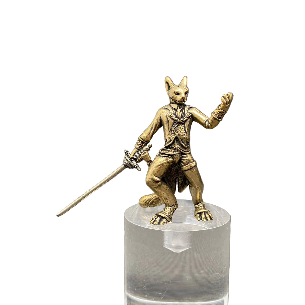 Brass Cat Swordsman Crafts Decoration Desktop Ornaments