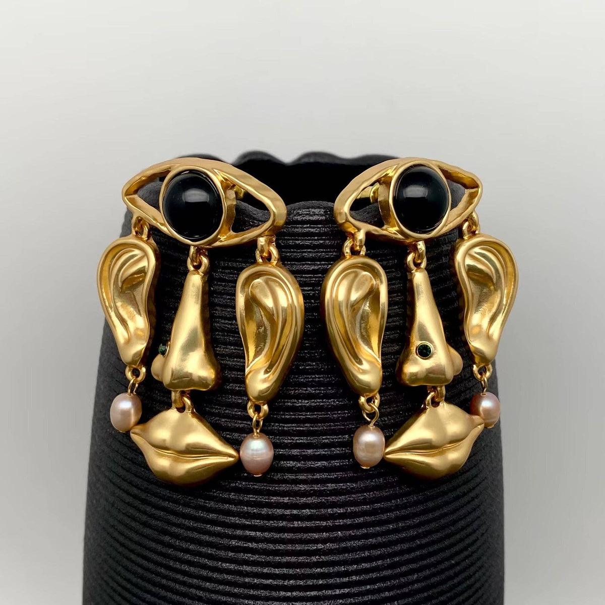 18K Gold Plated Abstract Facial Features Dangle Earrings