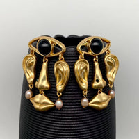 18K Gold Plated Abstract Facial Features Dangle Earrings