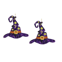 Glittery Witch Hat Earrings