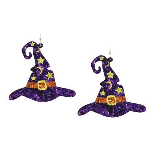 Glittery Witch Hat Earrings