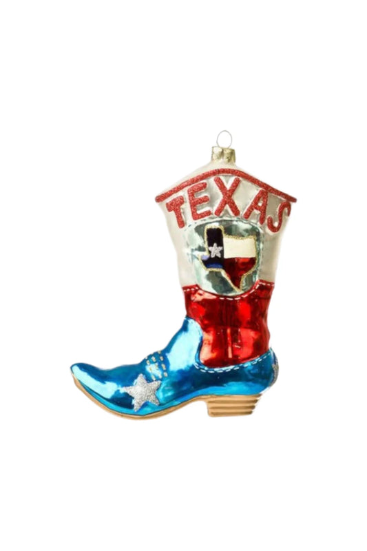 Texas Glass Boot Ornament