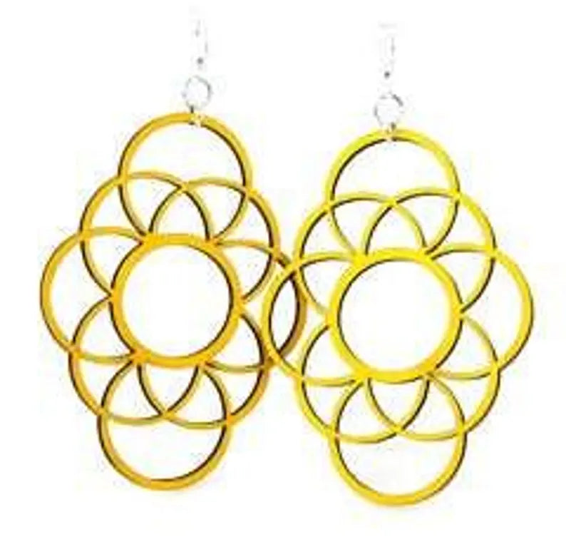 Circles Overlapped Wooden Earrings