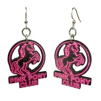Pink Pony Show Wooden Earrings