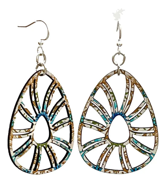 Flowering Shell Wooden Earrings