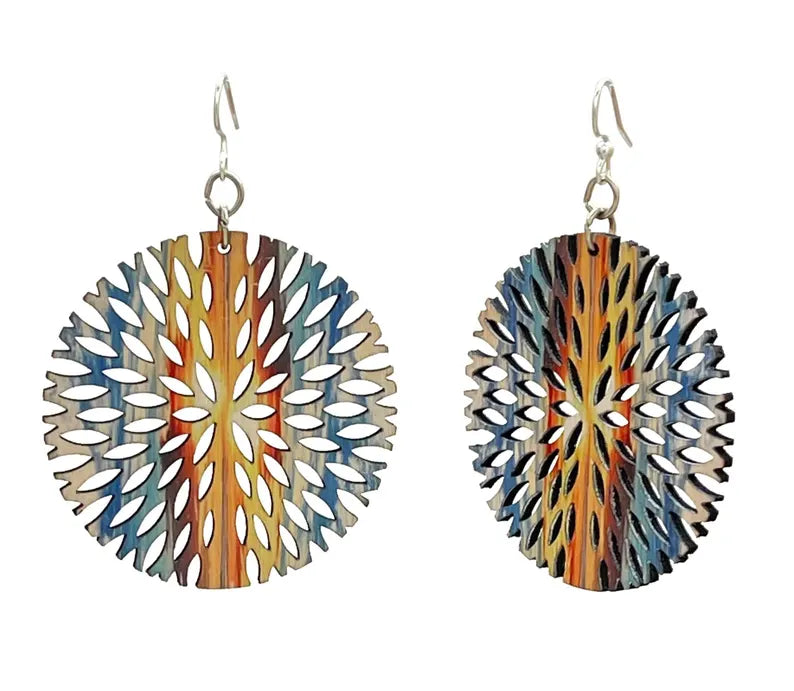 Sunset Bloom Wooden Earrings