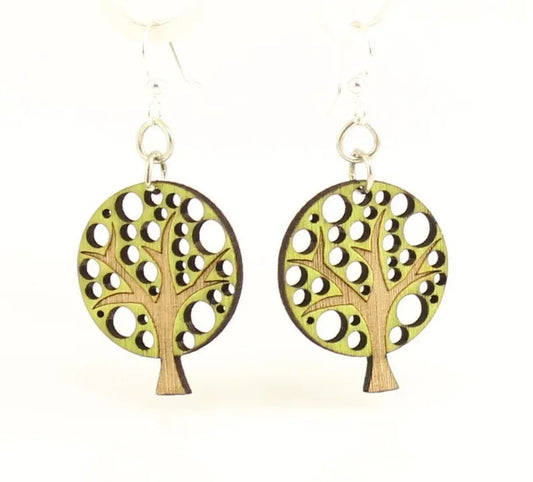 Abstract Tree Blossom Wooden Earrings