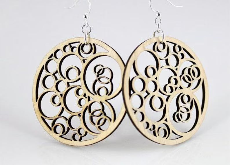Circle Geometric Circles Wooden Earrings