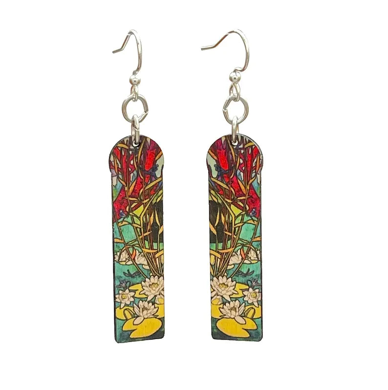 Lotus Nouveau Wooden Earrings