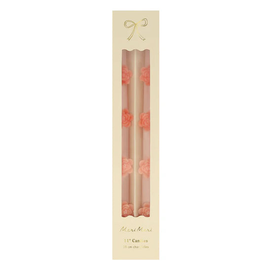 Pink Flower Tapered Candles