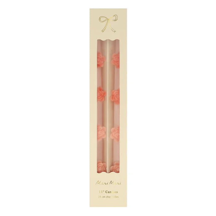 Pink Flower Tapered Candles