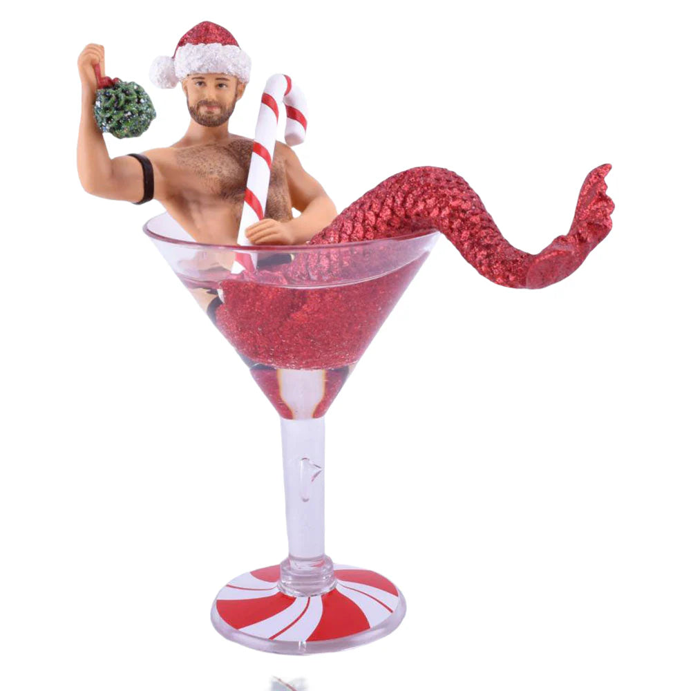 Mistletoe Santa Merman Ornament