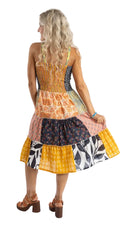 Patchwork Cotton Spaghetti Strap Smocked Sundress