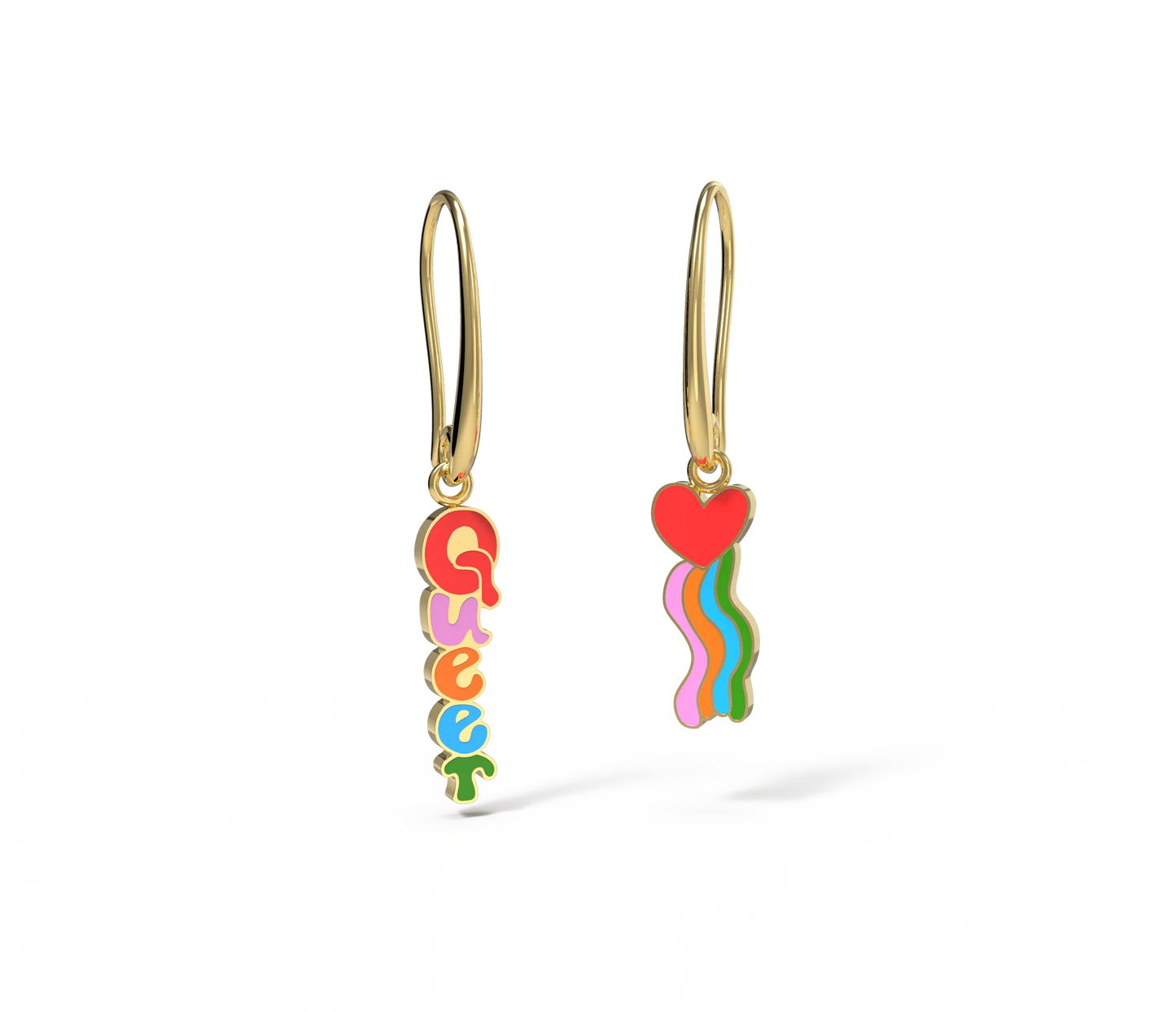 Queer Heart Drop Earrings