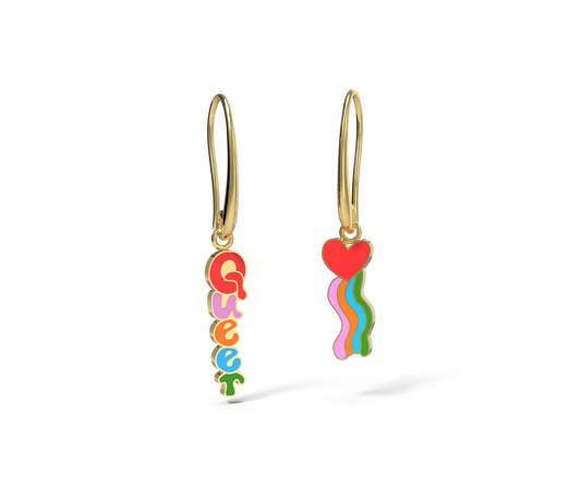 Queer Heart Drop Earrings