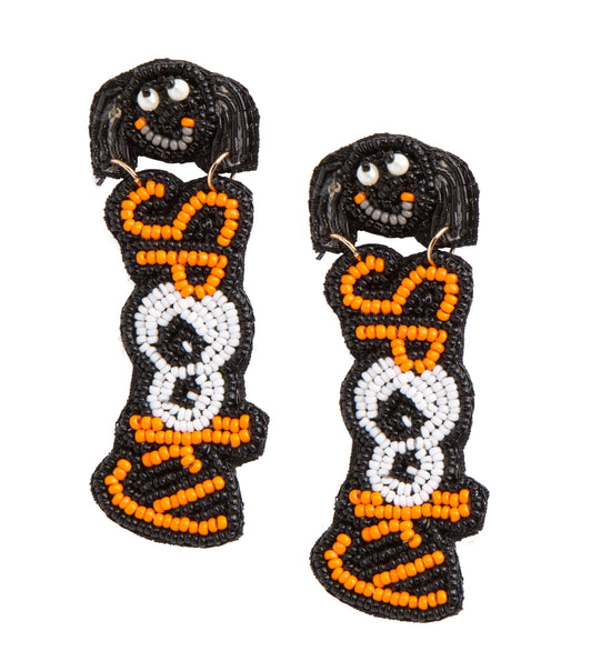 Halloween Seed Bead Dangle Statement Earrings