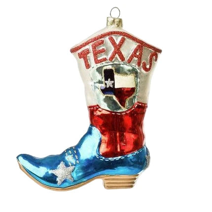 Texas Glass Boot Ornament